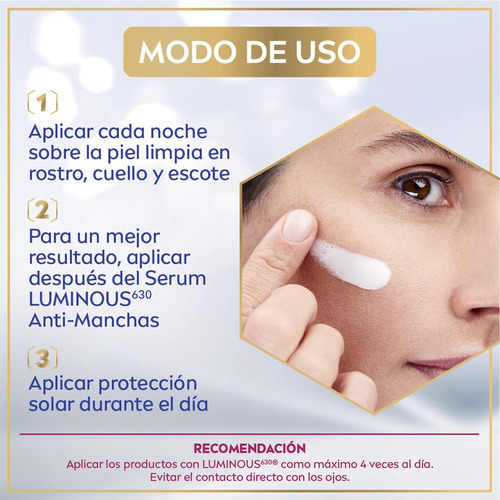 Imagen 5 de 6 de Antimanchas Crema de Noche Reparadora Nivea Luminous630 para todo tipo de piel de 50mL