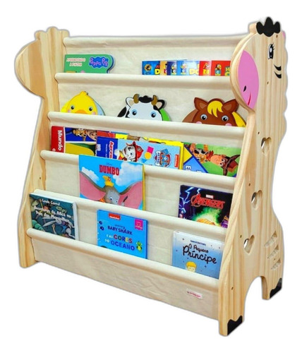 Rack Para Livros Infantil, Standbook Montessoriano Girafa G