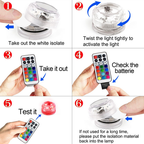 Paquete De 10 Mini Luces Led Sumergibles Pequeñas