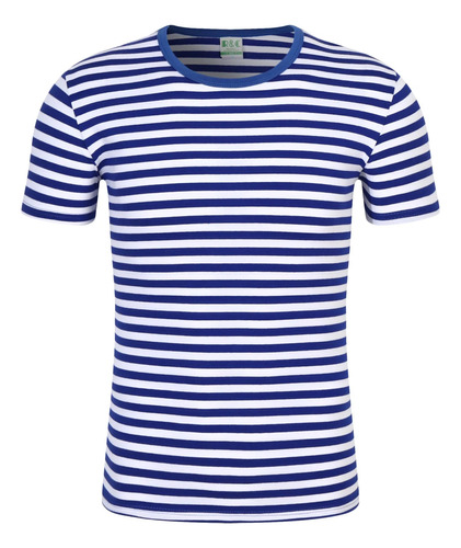 Camisa Para Hombre, Camiseta Telnyashka, A Rayas, Azul Marin