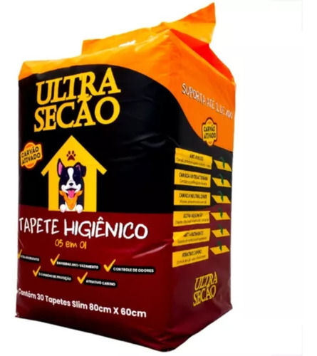 Tapete Higiênico Ultra Secão Carvão Ativado 80x60 30un