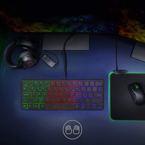 Teclado Para Juegos De 64 Teclas Rgb Retroiluminado Mini