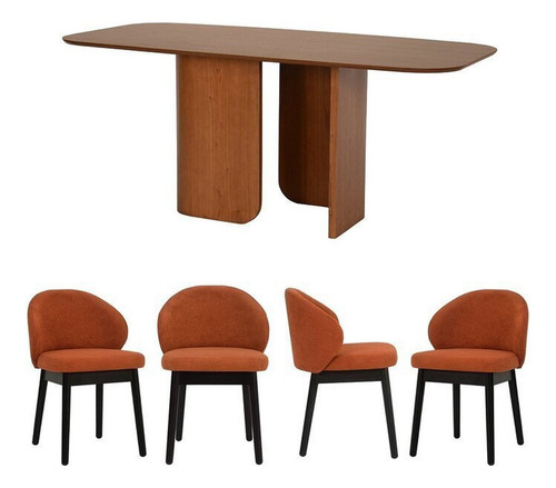 Kit Mesa De Jantar Boreal 180cm E 4 Cadeiras Jambu Cabecasa
