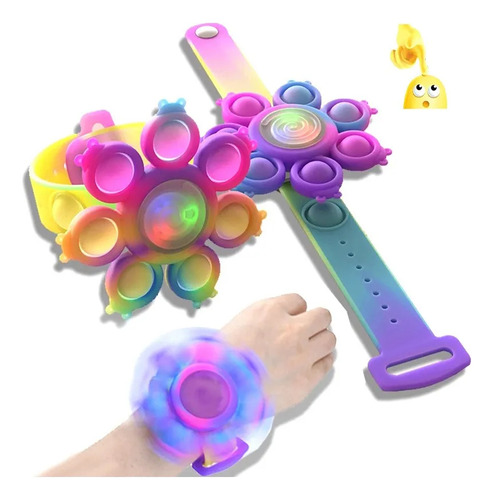 Pulsera Led Antiestrés Fidget Spinner, 3 Unidades