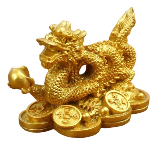 Gpp Escultura De Dragón Chino Con La Suerte Dorada