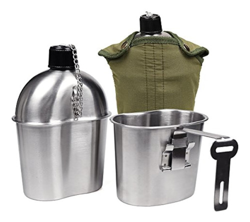 Goetland Stainless Steel Wwii Us Unidad Canteen Kit 1qt With