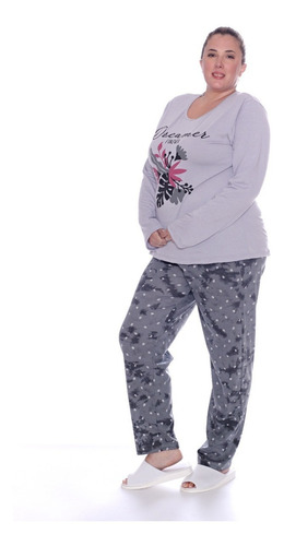 Imagen 7 de 9 de Pijama De Mujer Invierno Talle Grande Art 579