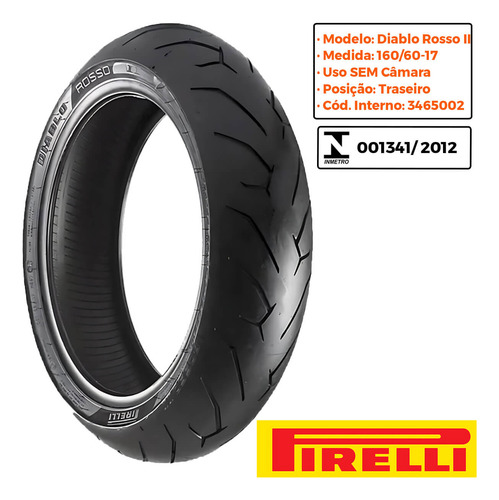 Par Pneu Mt 03 120-70-17 + 160-60-17 Diablo Rosso 2 Pirelli