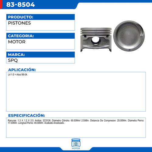 Juego De Pistones 30 Dodge Atos 1998-2004 L4 1.0