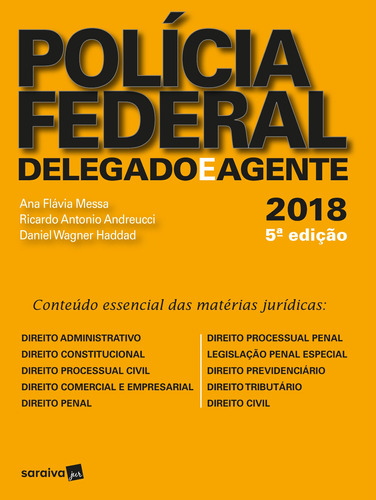 Polícia federal - 5ª edição de 2018: Delegado e agente, de Andreucci, Ricardo Antonio. Editora Saraiva Educação S. A., capa mole em português, 2018