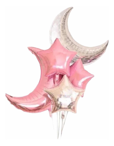 Pack De Globos 2 Lunas De 70 Cm C/u Y Estrellas De 45 Cm