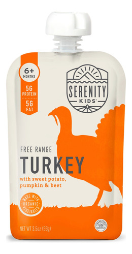 Serenity Kids Pavo Camote,calabaza Y Remolacha Orgánicos 6pz