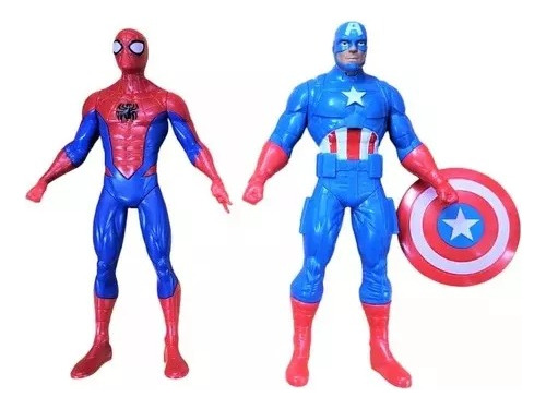 Figura Spiderman Y Capitan America 23 Cm Sebigus Playking