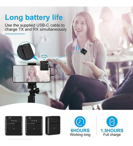 Micrófono Inalámbrico Solapa Sx9 Doble Audio Para Smartphone