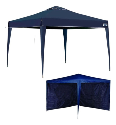 Kit Tenda Gazebo Base E Topo 3x3 M + 2 Paredes Sem Janela Az