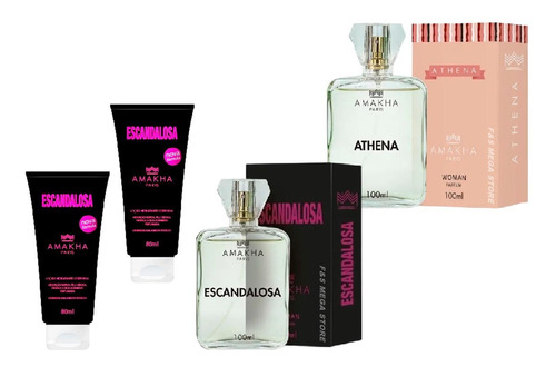 Kit Perfume Feminino Escandalosa Athena 100ml E Hidratante