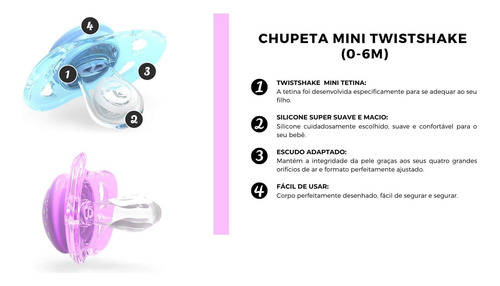 Twistshake 2x Pacifier 6+m Negro Blanco-pacificador De Silic