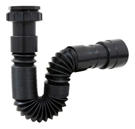 Grifo de laboratorio. Negro limpio, negro, flexible, válvula de cierre y sifón