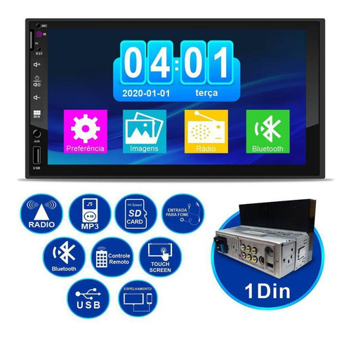 Imagem 2 de 8 de Mp5 Central Multimidia 1/ 2 Din Celta Ls Lt Advantage Camera