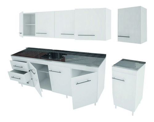 Combo Cocina 2.00 M Bajo Mesada + Alacena En Modulos Colores