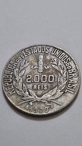 Moeda 2000 Reis 1929 - Prata