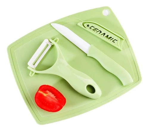 Cuchillo Y Pelador De Fruta Con Tabla De Picar