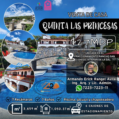 Venta De Casa Quinta Princesas De Terreno Y Jardín Enorme Con Alberca, Jacuzzi Y Plaza De Amenidades. Vistas Expectaculares Y Casa Monumental Fracc Rancho San Diego En Ixtapan De La Sal Edomex