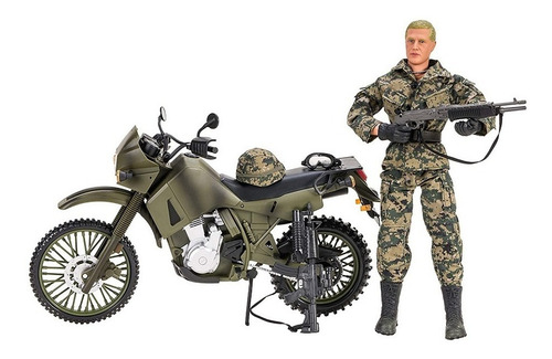 Moto Kawasaki Klr 650 Juguete Grande Con Soldado Articulado
