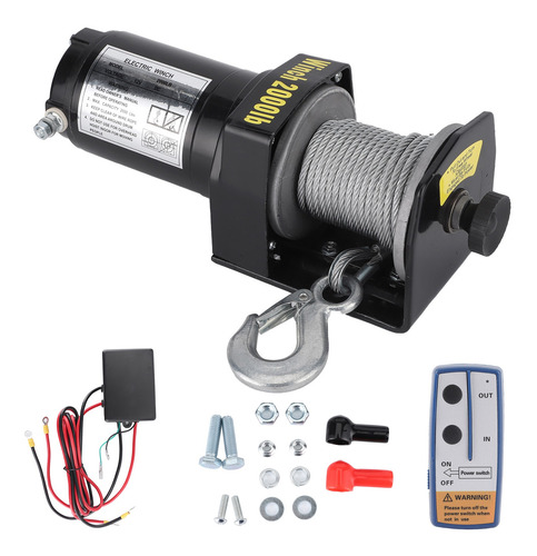 Imagen 3 de 9 de 12v Cabrestante Eléctrico 2000lbs Capacidad De Carga Control