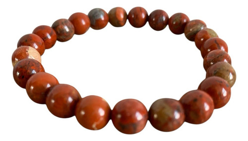 Pulsera Jaspe Rojo 8 Mm Elimina Energía Negativa Marrón 6 Cm 18 Cm