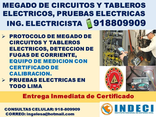 Megado Electrico Certlfcado Ingeniero Electricista Colegiado