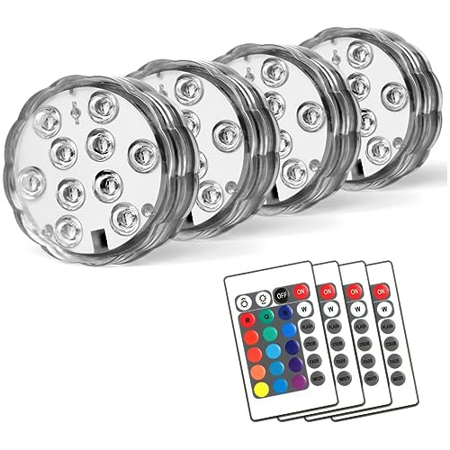 Luces Led Sumergibles Control Remoto, 16 Colores Y 4 Mo...