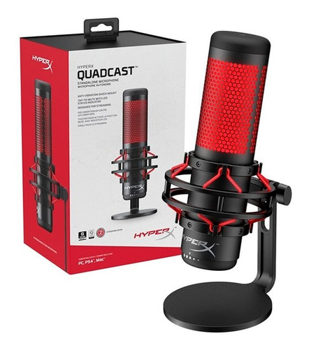 Imagen 1 de 7 de Microfono Pc Gamer Hyperx Quadcast Condensador Negro