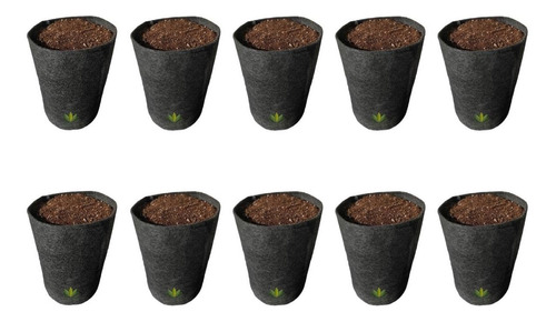 Combo 10 Macetas Geotextil Tela De 15 Litros Salamanca Grow 