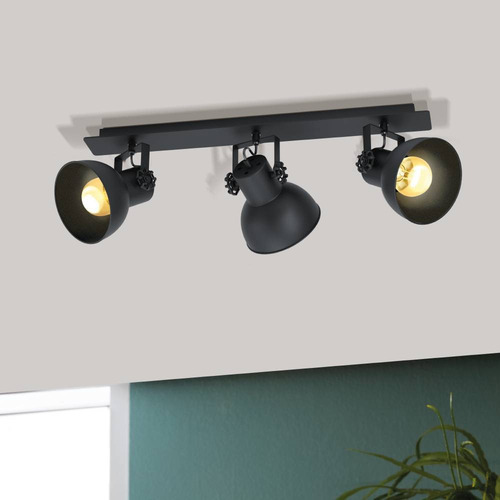 Foco Soprepuesto Barnstaple acero negro L750 3X28W E27 Cod.43433
