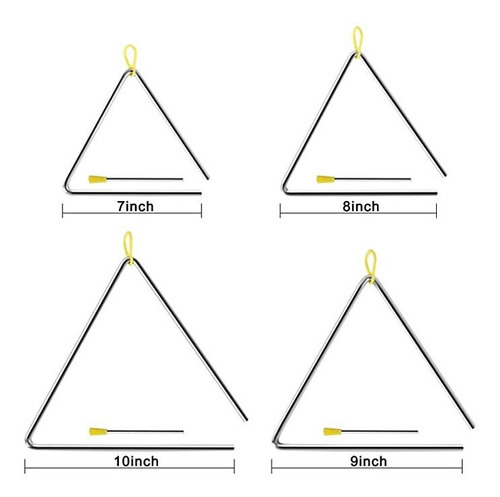 Imagen 4 de 7 de Eastrock Triángulo Instrumentos Musicales 4 Pack 7 8 9 10 .