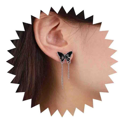 Yheakne Pendientes De Cadena De Mariposa Negra De Acrílico