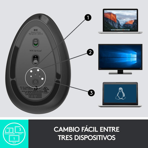 Mouse Sem Fio Vertical Ergonômico, Multi-pc, 2,4