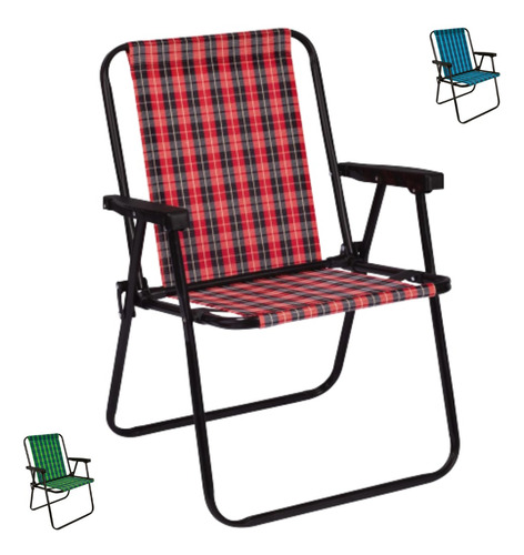 Cadeira De Praia Mor Xadrez Carmin R.2054 - Xadrez Vermelho Cor Vermelho Xadrex