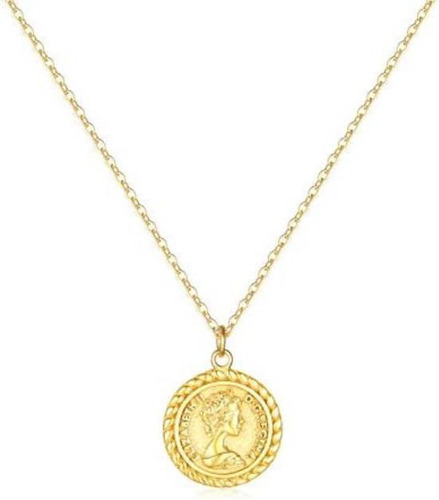 Collar Con Colgante De Moneda De Elizabeth Chapado En Oro  