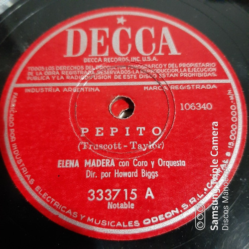 Pasta Elena Madera Coro Y Orq Howard Biggs Decca C160