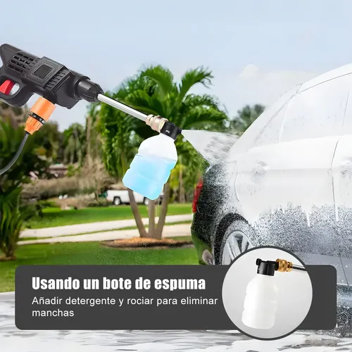 Hidrolimpiadora Inalámbrica 48V 90 Bar - Portátil Con 2 Baterías, Boquilla 6 En 1 Y Manguera De 5m Para Coches Y Jardín