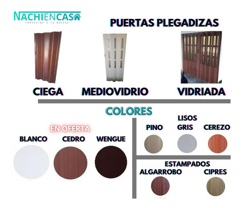 Oferta Puerta Plegadiza Reforzada Pvc 10mm Completa 0,70x2m