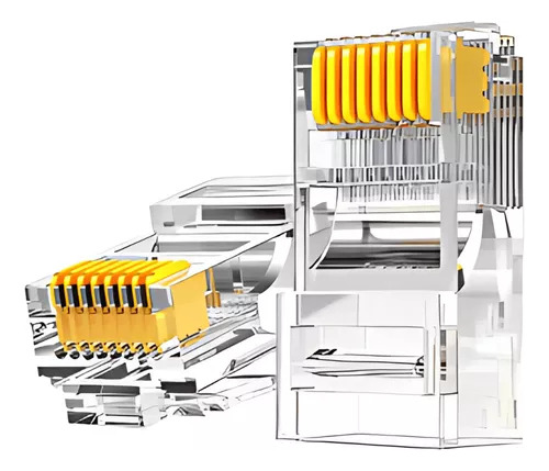 Conector Rj45 Macho Cat5e Transparente Até 1 Gigabit 100mhz