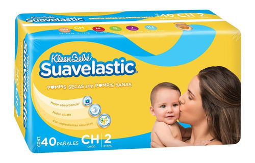 Pañal Kleenbebe Suavelastic Chico Etapa 2 Con 40 Piezas