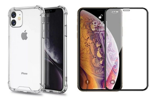 Capa Anti Impacto Compatível iPhone 11 6.1 + Película 3d Cor Transparente Liso