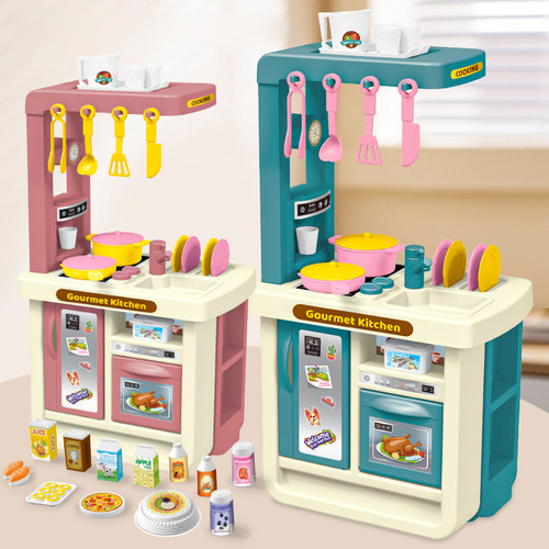 Mini Juego De Cocina De Juguete Educativo Con Platos Comida Color Azul