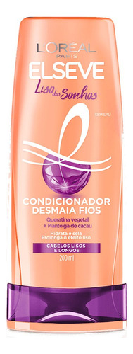 Acondicionador Elseve Smooth of Dreams Queratina Vegetal Líquida y Manteca de Cacao en tubo depresible de 200mL por 1 unidad