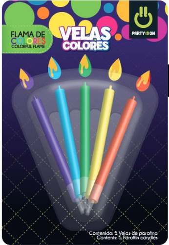 Imagen 1 de 1 de 5 Vela Flama Colores Cumpleaños Pastel