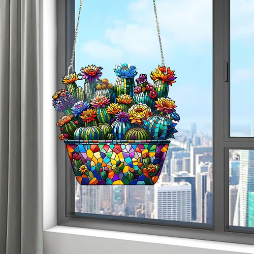 Vidrio Para Colgar En Ventana Con Forma De Cactus Suculento